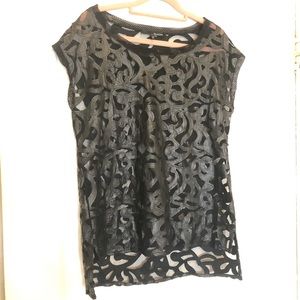 Black leather and mesh top